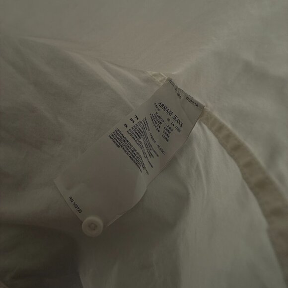 Armani Jeans 2XL Fitted White Button Up Shirt Long Sleeve Cotton Blend Stretch * - Picture 16 of 16